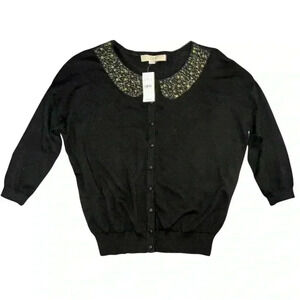 New with tags black button up cardigan with Peter Pan collar  size xs